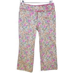 Vintage Y2K Nanette Lepore Retro Pants Wide Leg Flare Flower Power Hippie size 4